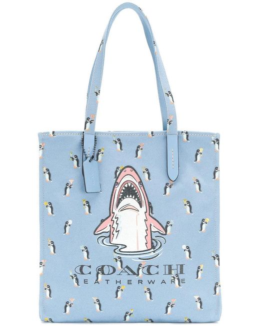 COACH Blue Sharky Tote Bag