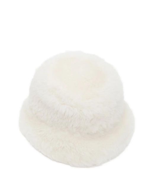 Moncler White Shearling-Trimmed Bucket Hat