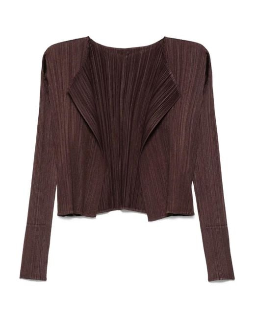 Pleats Please Issey Miyake プリーツカーディガン Brown