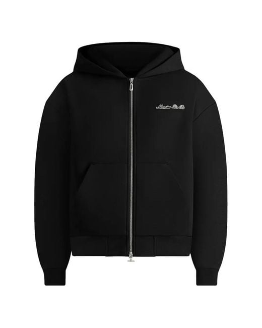 Manière De Voir Black Signature Relaxed Fit Zip Hoodie