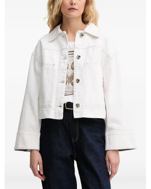 Mos Mosh White Button-Down Oversized Jacket