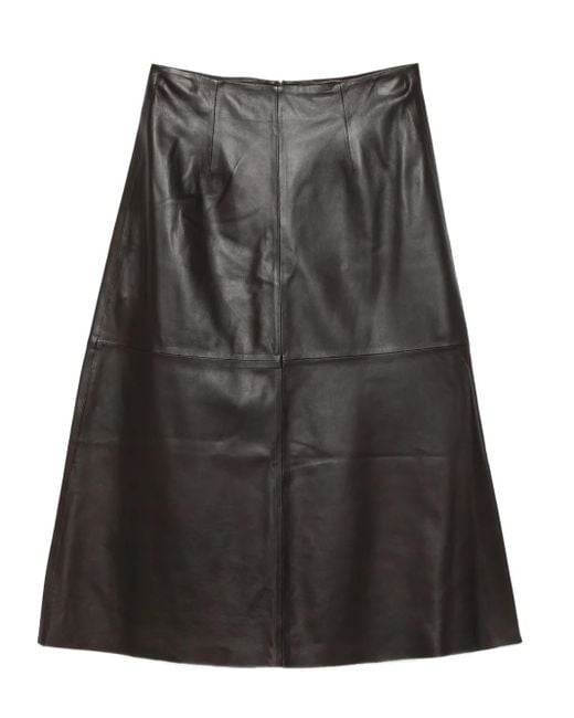 Arma Gray Leather A-Line Skirt
