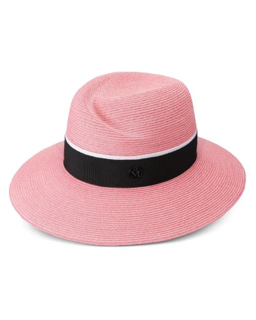 Maison Michel Pink Virginie Straw Fedora Hat