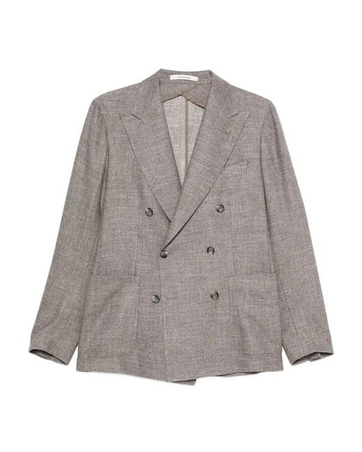 Tagliatore Gray Double-Breasted Textured Jacket for men