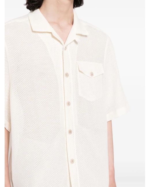 Eleventy White Short-Sleeve Pointelle-Knit Shirt for men
