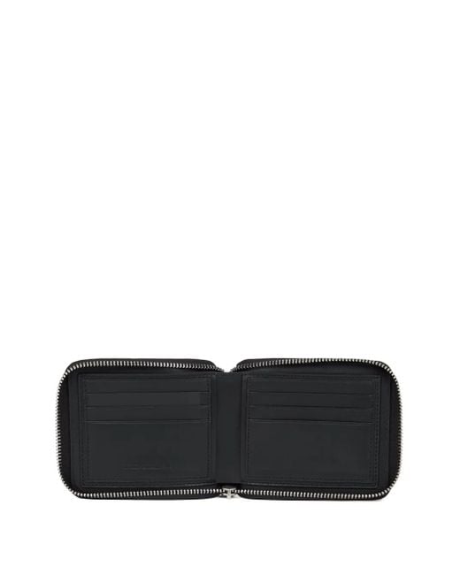 Karl Lagerfeld Black Monogram-Pattern Zipped Wallet for men