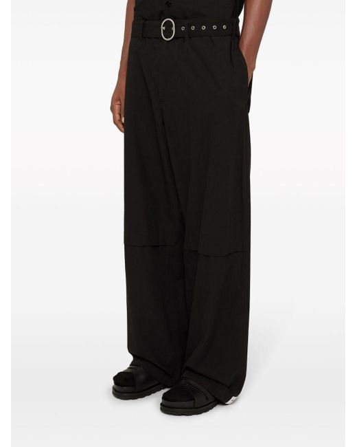 Pantaloni a gamba ampia con cintura di Jil Sander in Black da Uomo
