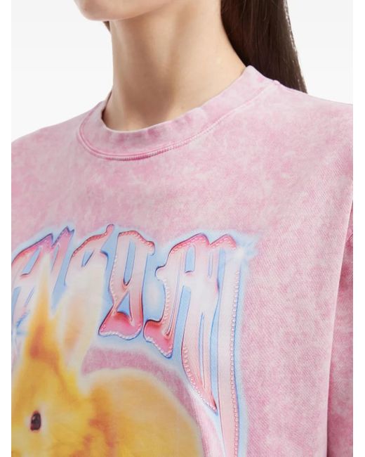 MSGM Pink Rabbit-Graphic T-Shirt