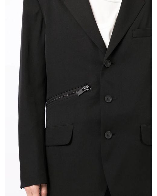 Yohji Yamamoto Black Zip-Detail Cotton Blazer for men