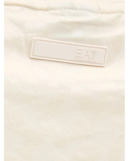 EA7 White Padded-Shoulder Leopard-Print Top