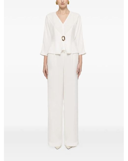 Nissa White V-Neck Blouse