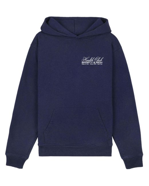 Sporty & Rich Blue Made In Usa Cotton Hoodie