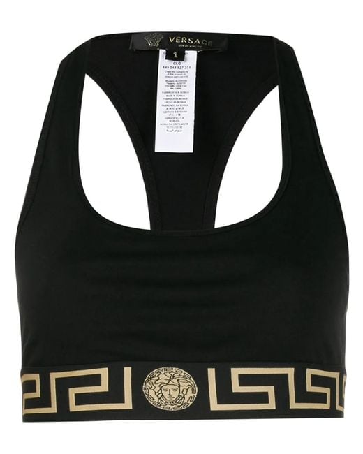 Versace Black Greca Border Bralette