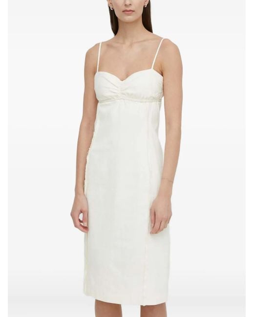 Samsøe & Samsøe White Ruched-Bust Midi Dress
