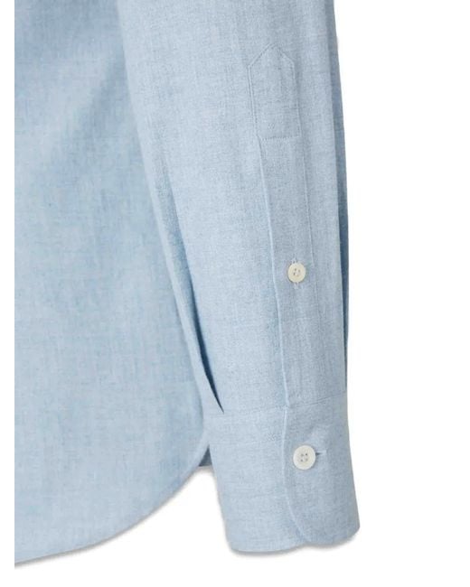Atelier Munro Blue Buttoned Collar Shirt for men