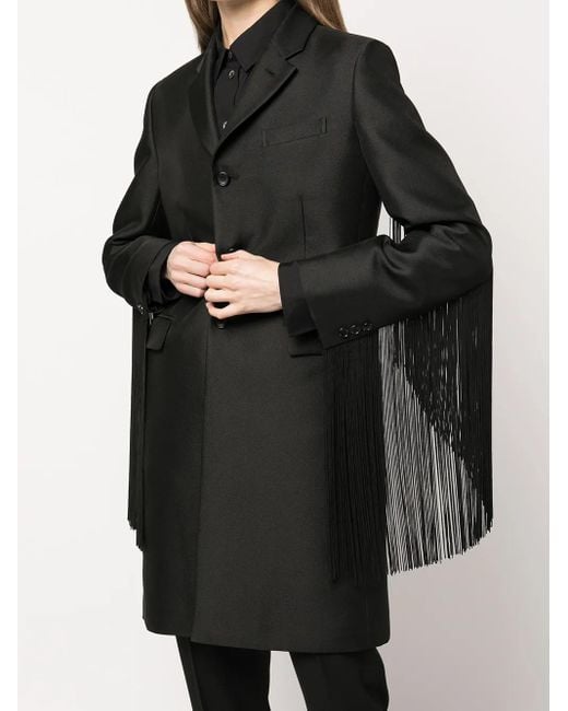 Abrigo con botones y flecos Comme des Garçons de color Black