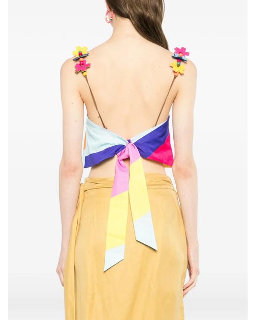 MIRA MIKATI Pink Flower Straps Top