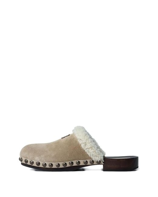 Miu Miu Natural Clogs mit Shearling-Besatz