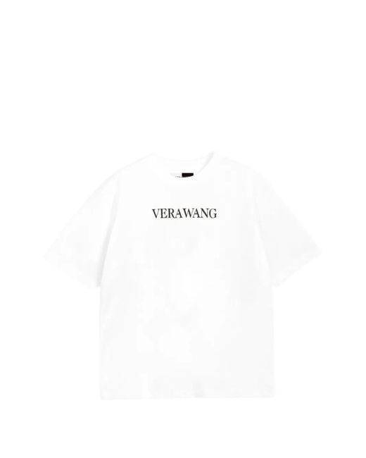 Vera Wang White T-Shirt En Coton À Logo Imprimé