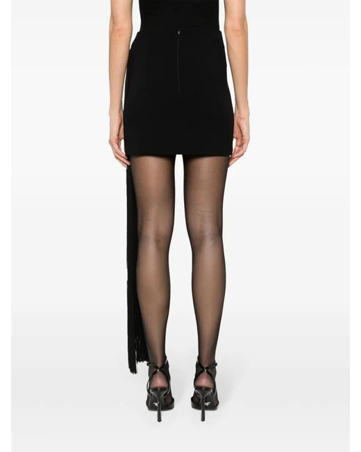 Nissa Black Drape-Detail Miniskirt