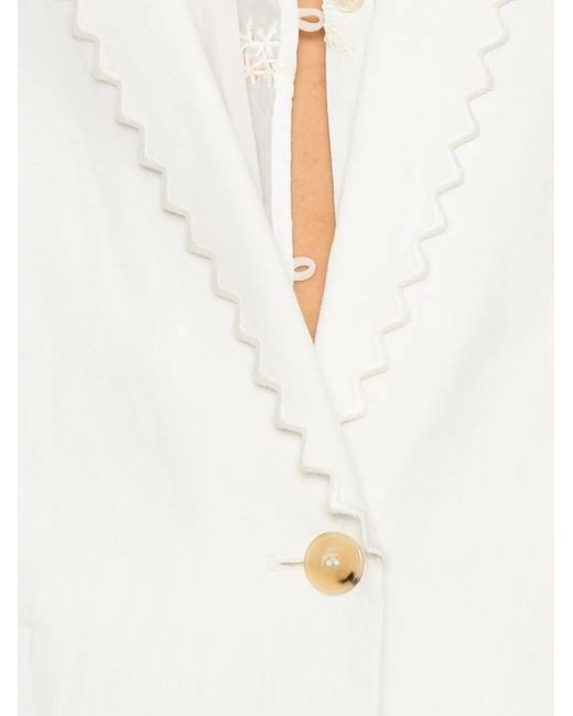 Forte_forte White Notched-Lapel Single-Button Jacket