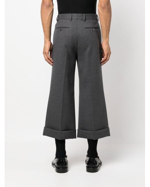 Gucci Gray Cropped Flared Wool Trousers for men