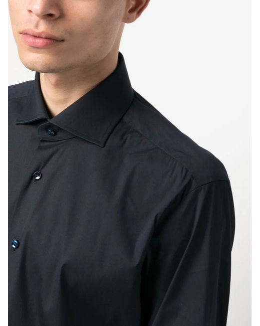 Barba Napoli Blue Long-Sleeve Cotton Shirt for men