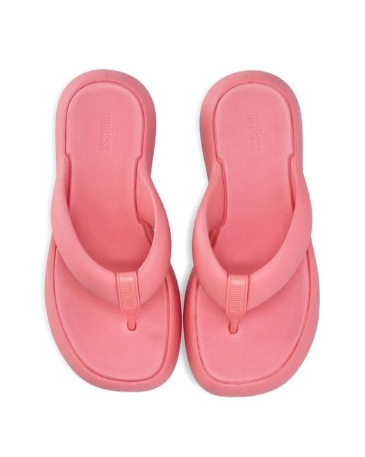 Melissa Pink Free Fuzy Chunky-Sole Flip-Flops