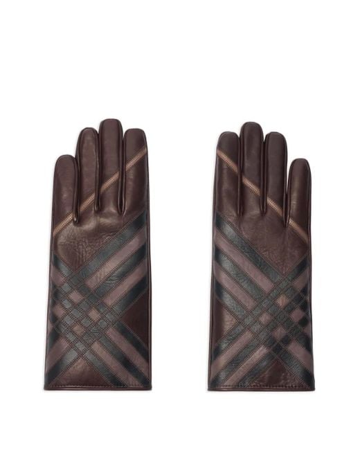 Guantes a cuadros Burberry de color Brown