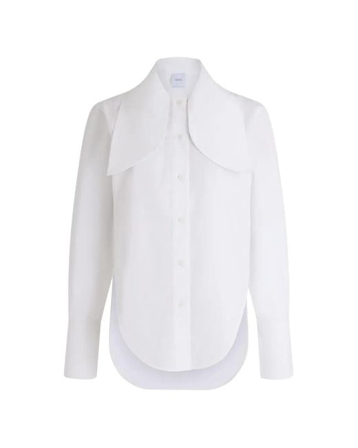 Patou White Oversized-Collar Long-Sleeve Shirt