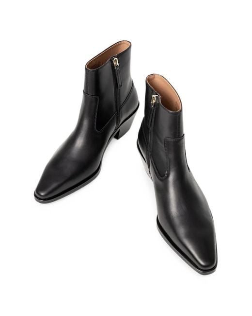 Boss Black Pointed-Toe Leather Ankle Boots
