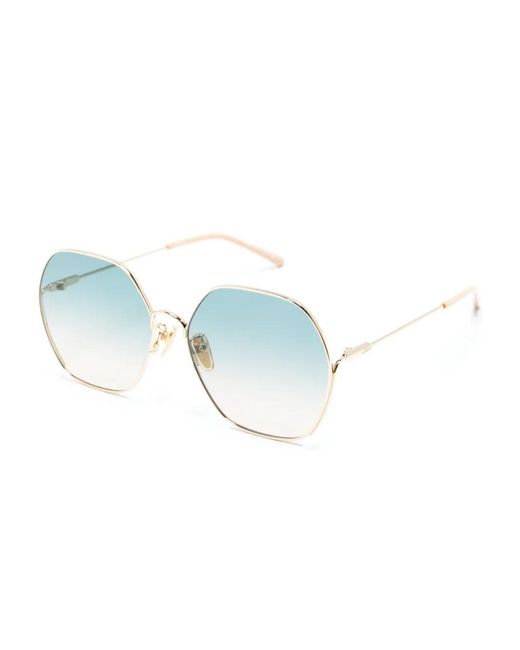 Chloé Blue Oversized Hexagonal-Frame Sunglasses