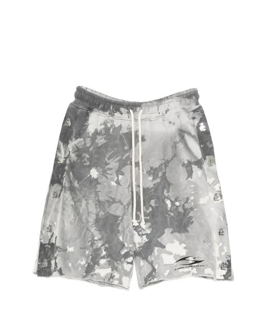HELLSTAR Gray Tie-Dye Embellishment Shorts for men
