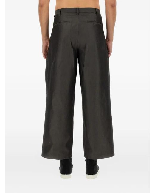 A.I.E. Black Pleated Cotton Trousers for men
