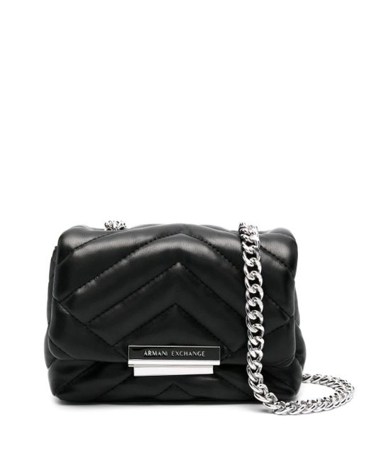 Armani Exchange Black Quilted Cross Body Bag