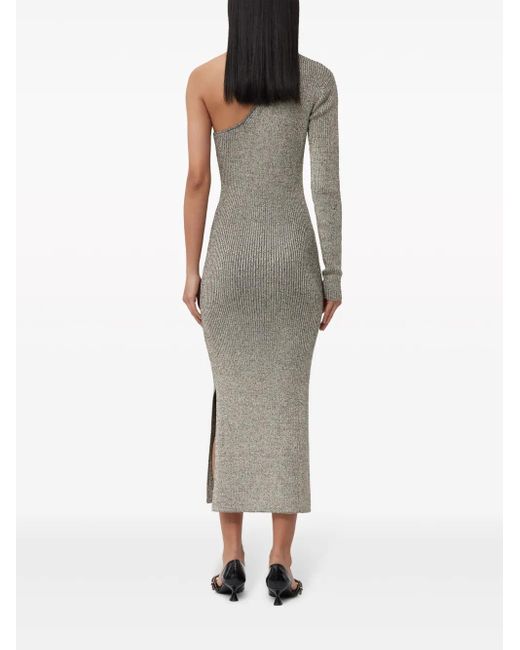 Ganni Gray Sparkle One-Sleeve Dress