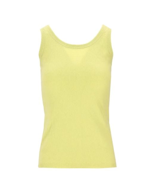 LA ROSE Yellow Ribbed-Knit Tank Top
