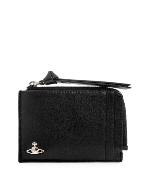 Vivienne Westwood Black Orb-Plaque Leather Card Holder