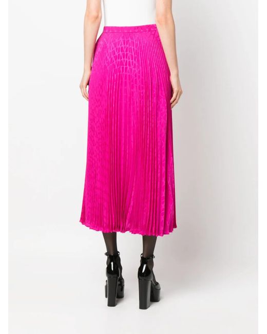 Valentino Garavani Pink Pleated Midi Skirt