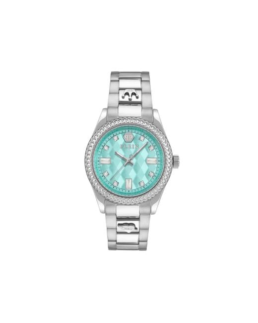 Philipp Plein Blue Stainless Steel Geometric Dial Watch