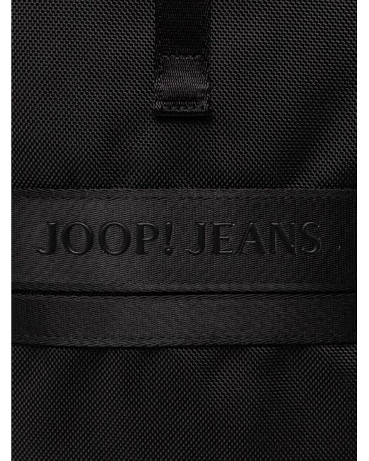Joop! Black Modica Nuvola Jaron Roll-Top Leather-Base Backpack for men