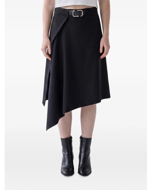 The Attico Black Belted Asymmetric Skirt