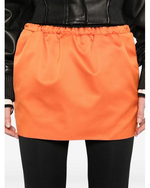 N°21 Orange Elasticated Woven Mini Skirt