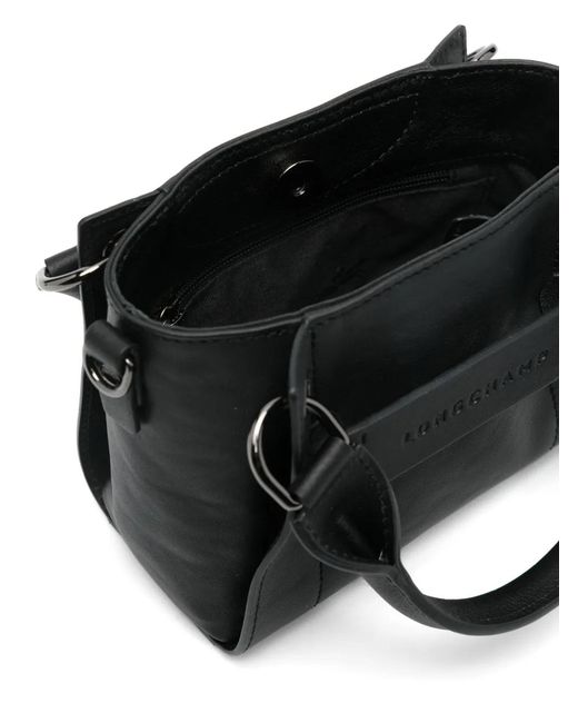 Longchamp Black Xs 3D Leather Tote Bag