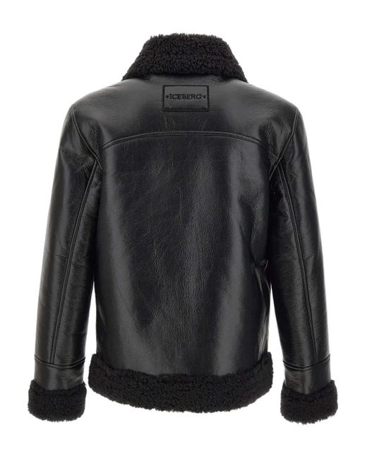 Iceberg Black Zip-Up Bomber Jacket for men