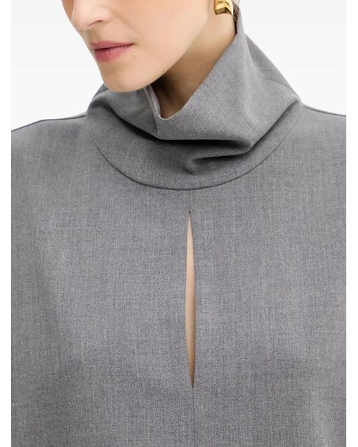 SIMONA CORSELLINI Gray Keyhole Turtleneck Top