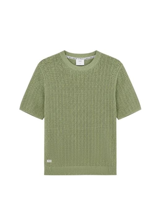 Percival Green Crochet-Knit Short-Sleeve Sweater for men