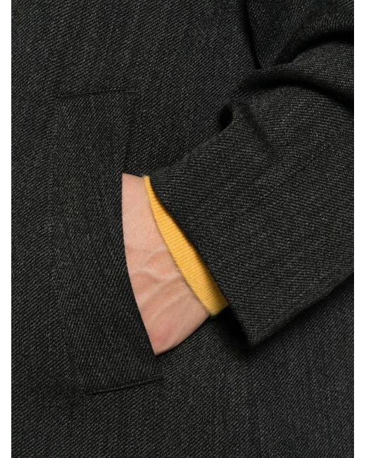 Sandro Black Oversize Wing-Collar Overcoat for men
