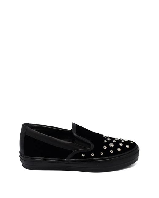 Ferragamo Black Stud-Embellished Velvet Loafers