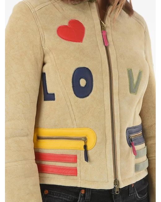 History Repeats Natural Embroidered Shearling Jacket